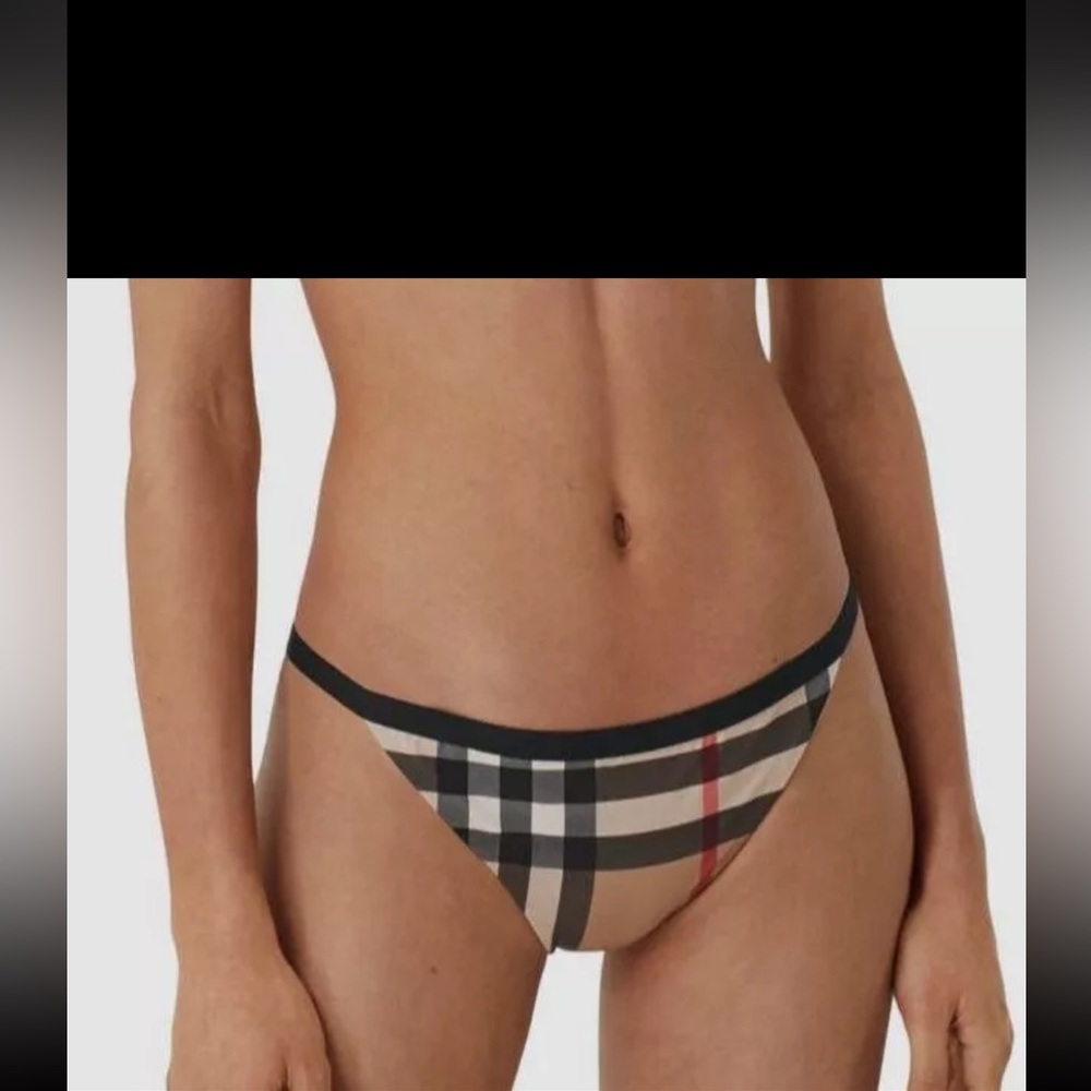 Burberry Women's Beige Loing Check Print Bikini Bottom Swimwear Size M